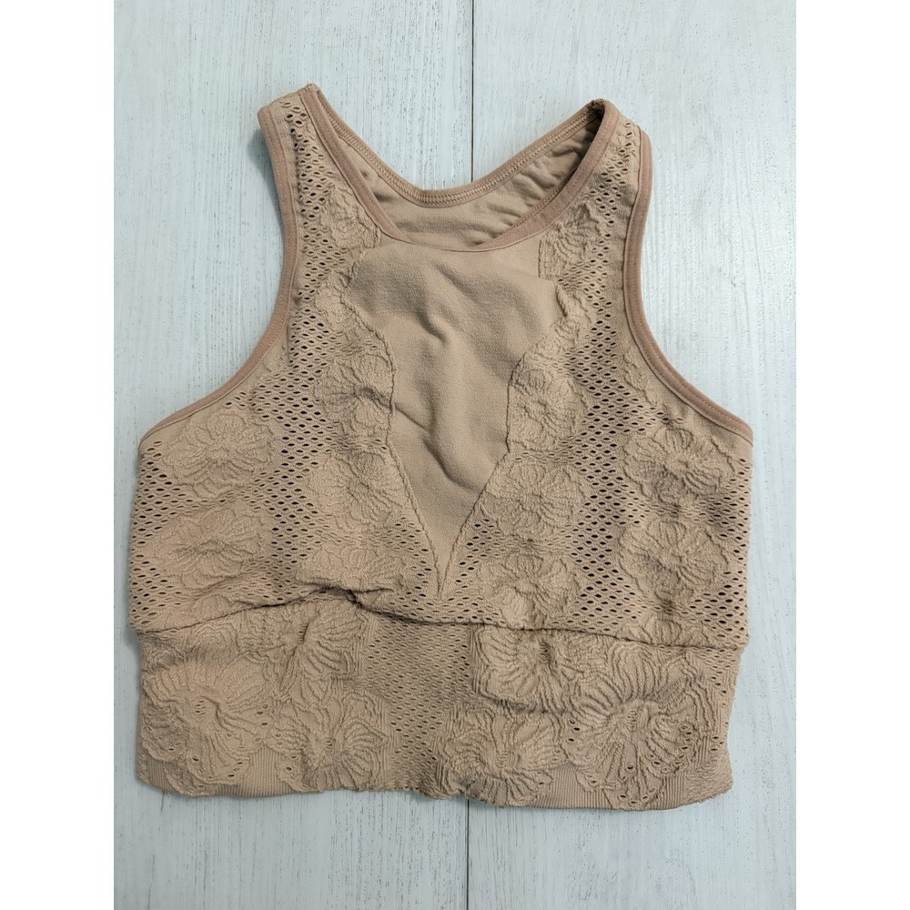 Free People Movement Every Single Time Floral Embossed Sports Bra XS/S Nude